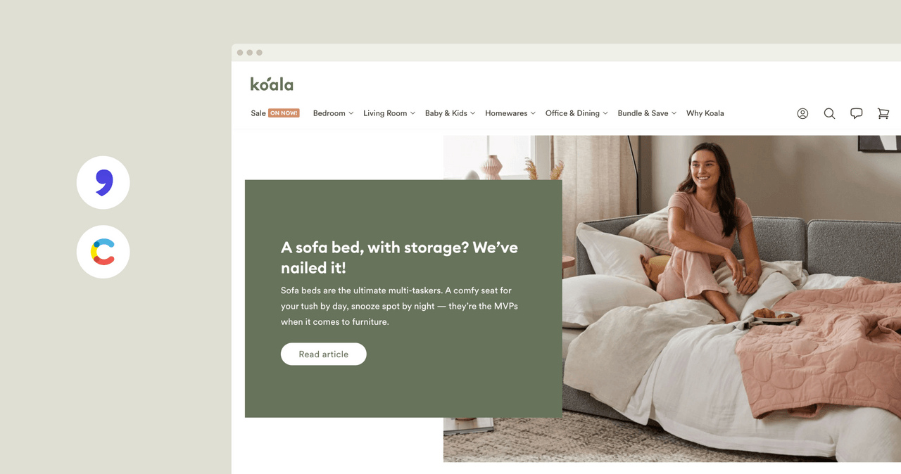 Koala website with Koala logo, and logos of Contentful and Ninetailed.